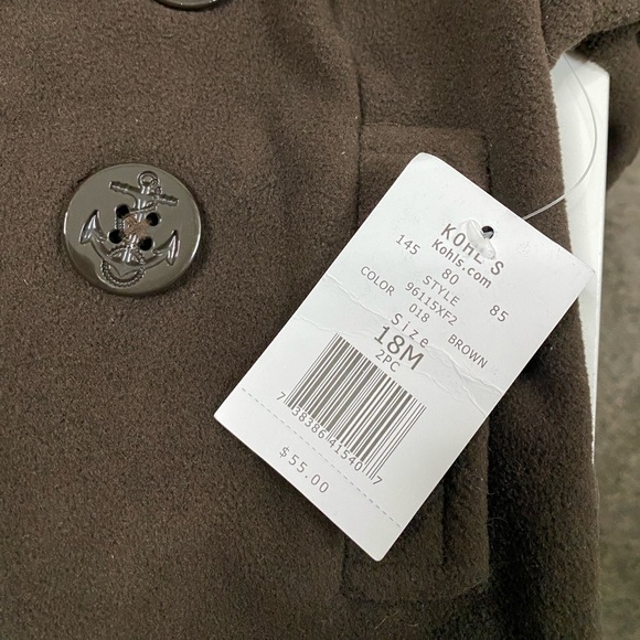 NWT Kohl’s Great Guy Brown Toddler Button Up Peacoat Size 18 Months - Picture 5 of 6